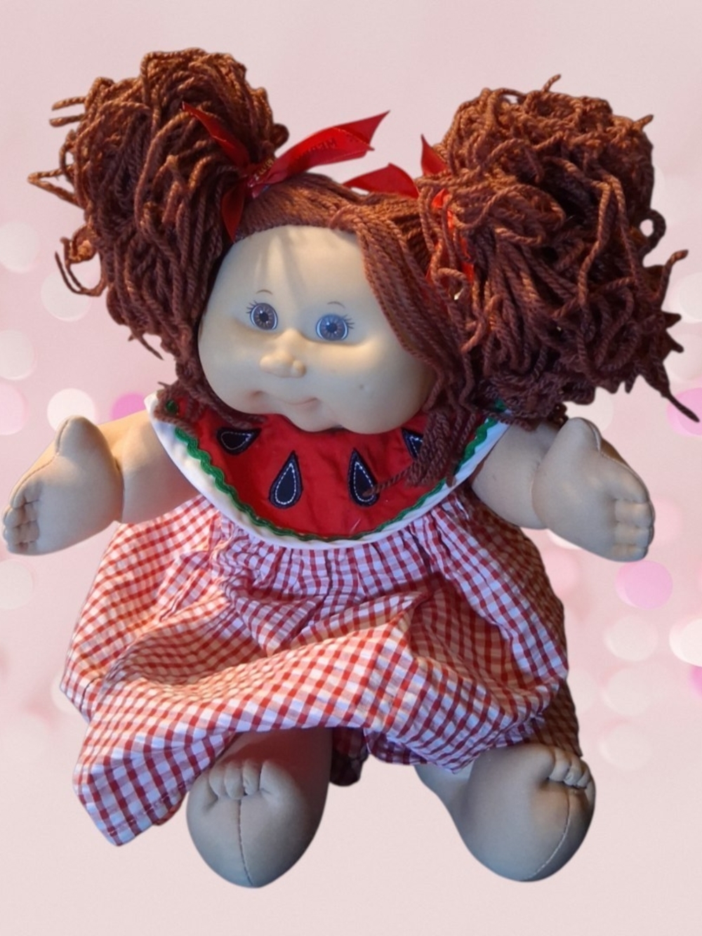 2004 Cabbage Patch  Doll Brown Hair Brown Eyes Play Along New Watermelon Dress